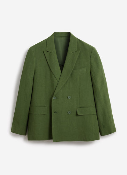 Men's Clifton Linen Double-Breasted Blazer - Forest Green
