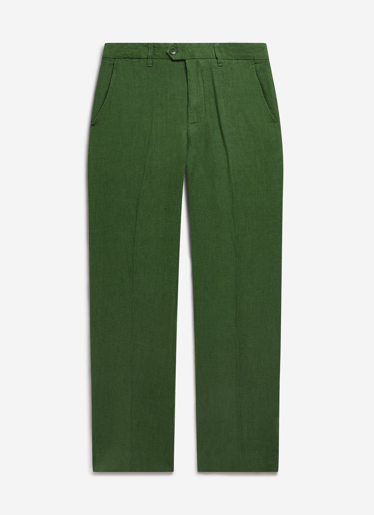 Men's Tailored Linen Trousers - Straight Leg - Forest Green