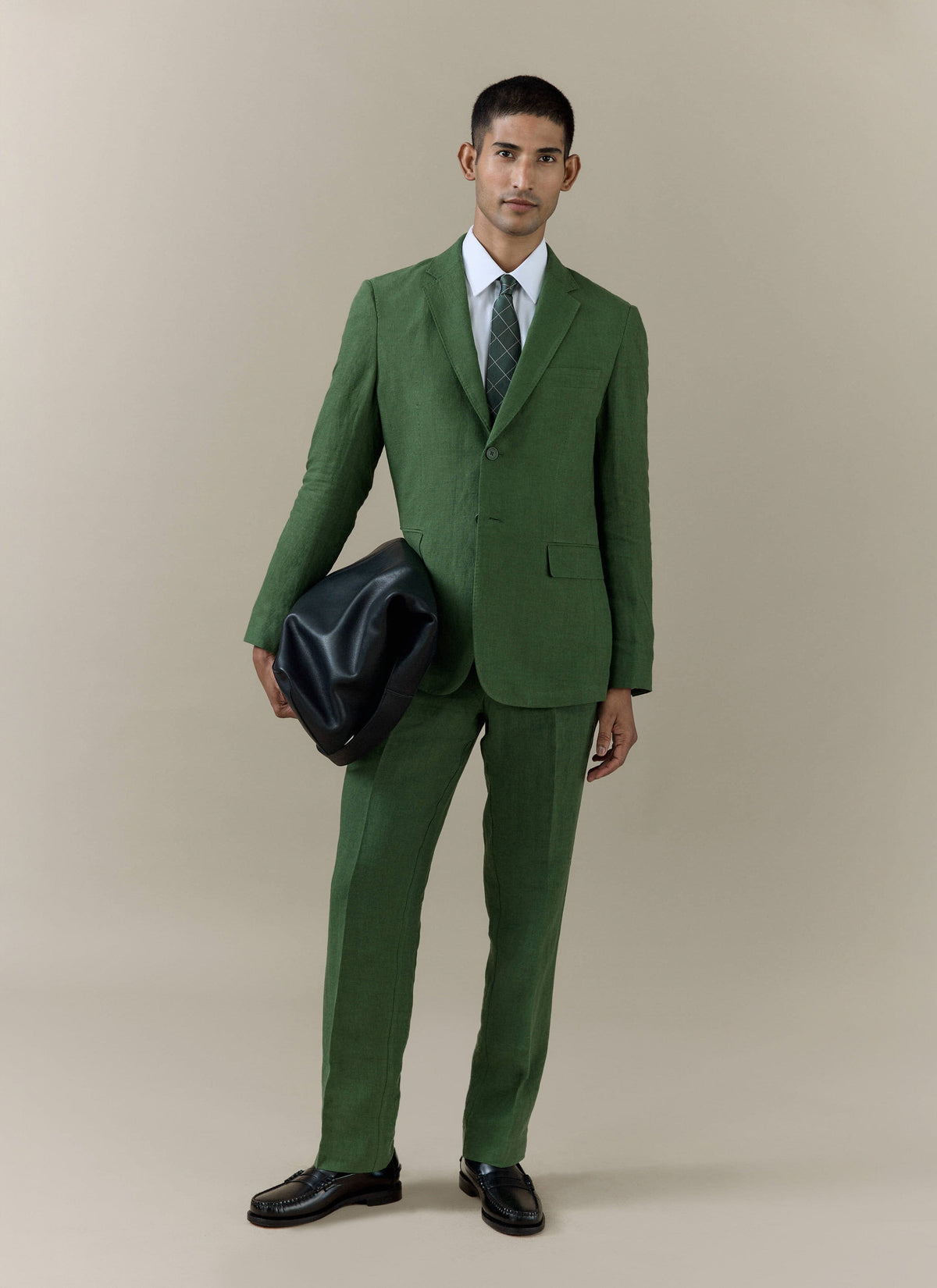 Men's Slim Fit Linen Blazer - Suit Jacket - Forest Green