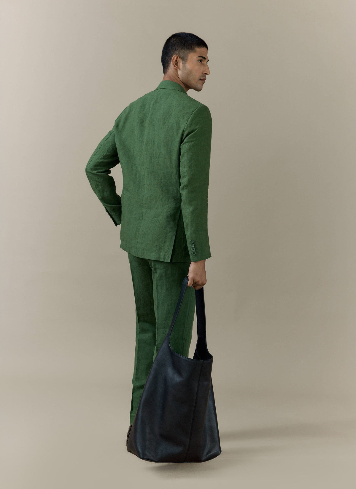 Men's Slim Fit Linen Blazer - Suit Jacket - Forest Green