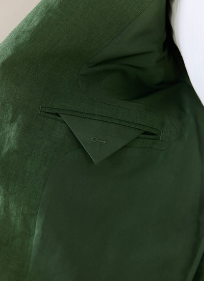 Men's Slim Fit Linen Blazer - Suit Jacket - Forest Green