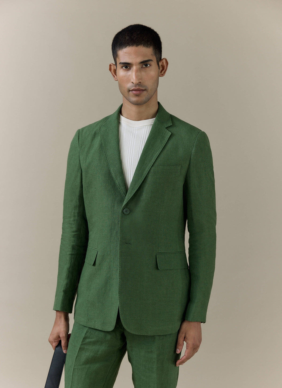 Men's Slim Fit Linen Blazer - Suit Jacket - Forest Green
