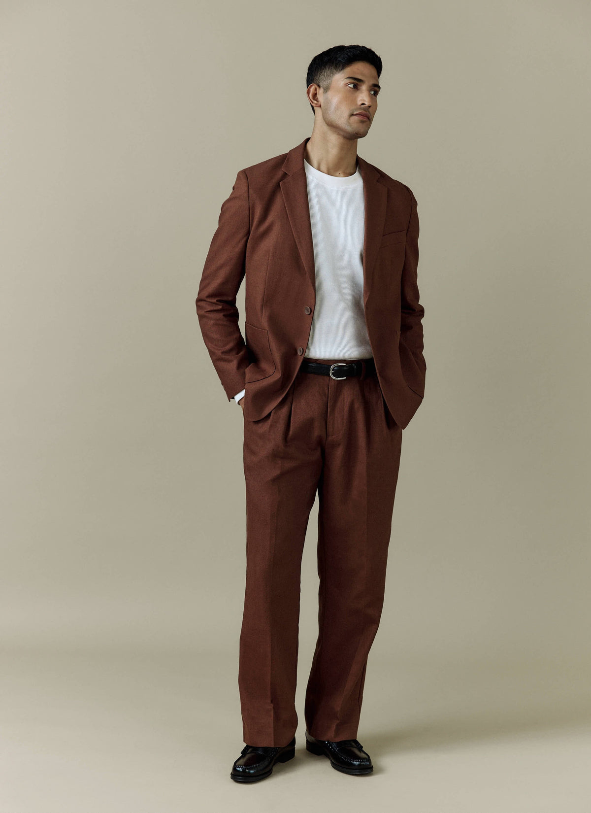 Men's Linen Blazer - Suit Jacket - Brown
