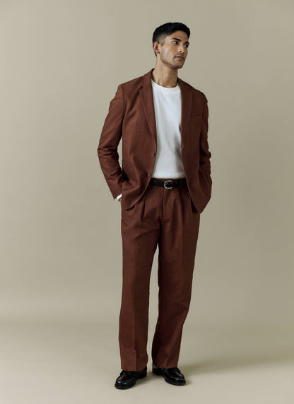 Men's Linen Blazer - Suit Jacket - Brown