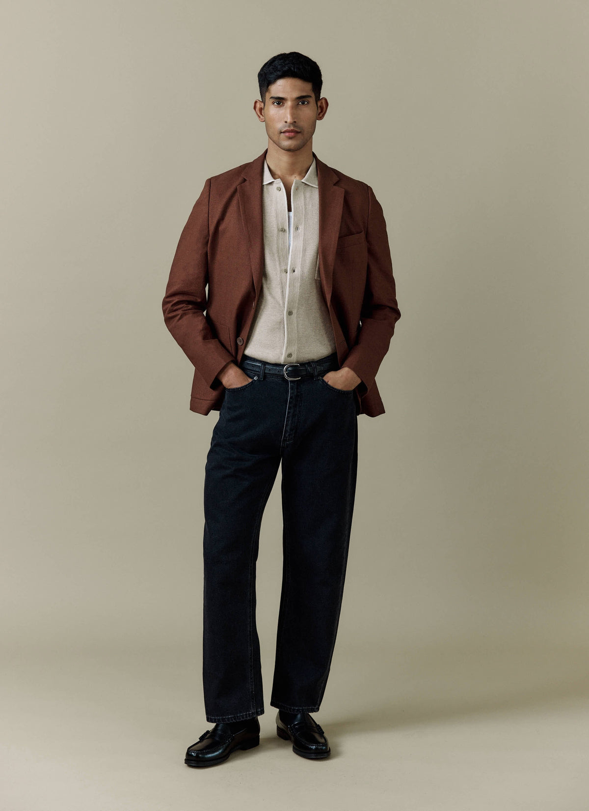 Men's Linen Blazer - Suit Jacket - Brown