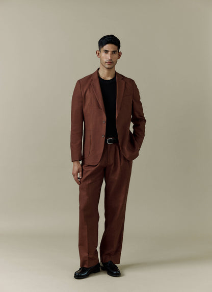 Men's Linen Blazer - Suit Jacket - Brown