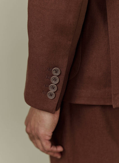 Men's Linen Blazer - Suit Jacket - Brown