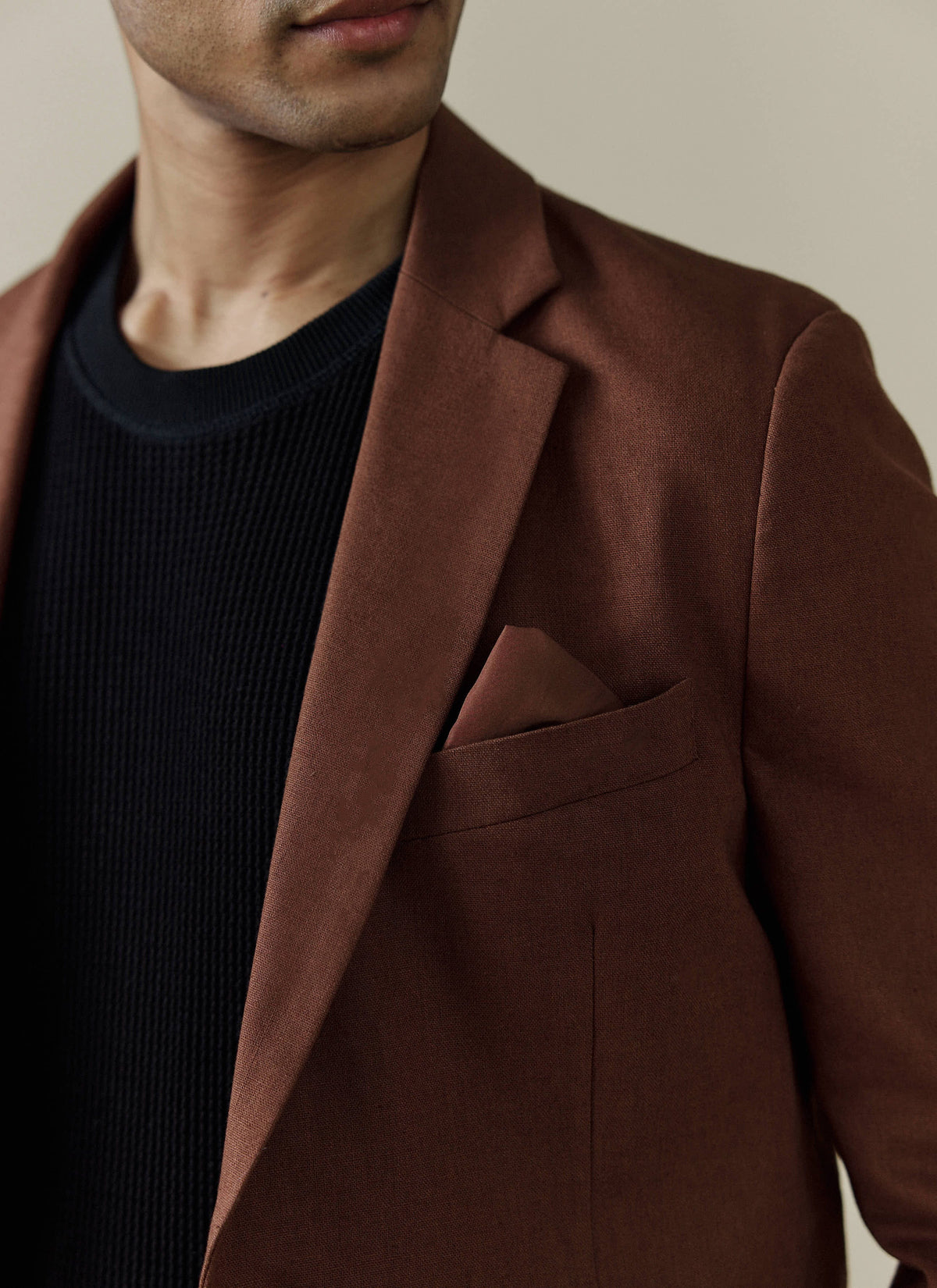 Men's Linen Blazer - Suit Jacket - Brown