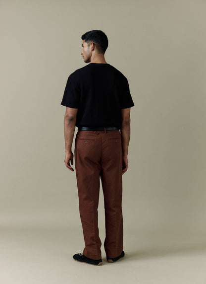 Men's Pleated Suit Trousers - Linen - Brown