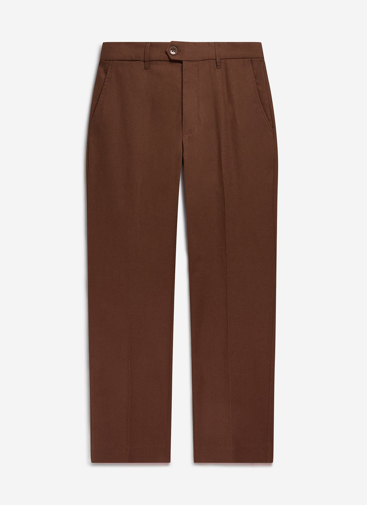 Men's Tailored Linen Trousers - Straight Leg - Brown