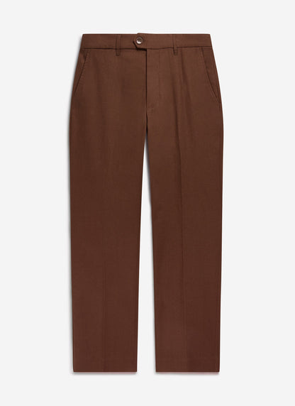 Men's Tailored Linen Trousers - Straight Leg - Brown