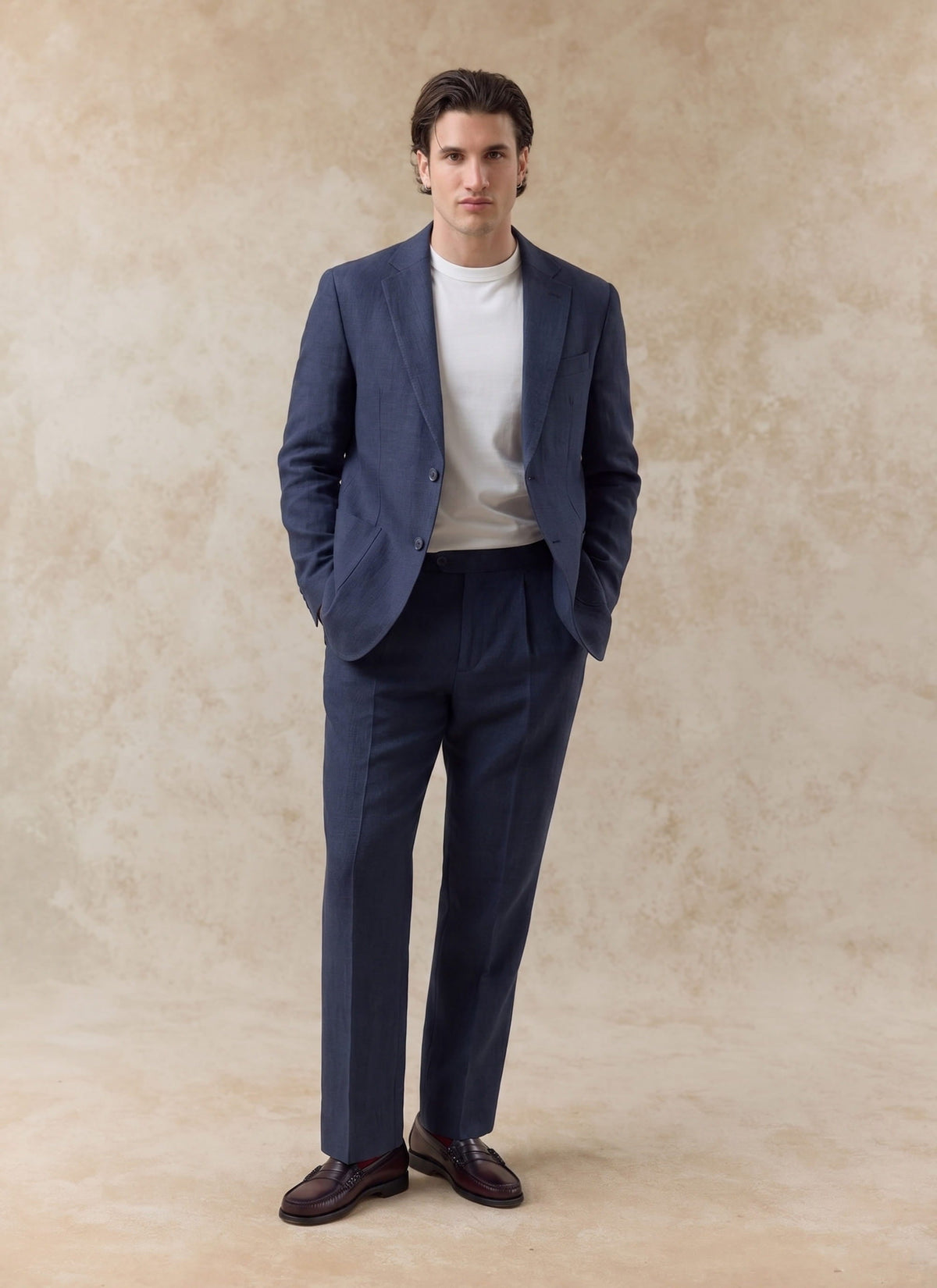 Men's Linen Blazer - Suit Jacket - Navy Blue
