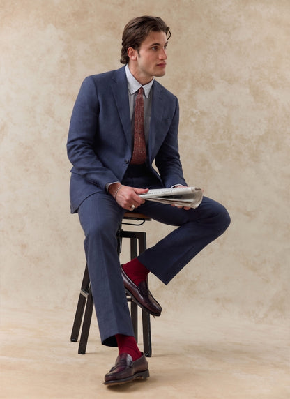 Men's Linen Blazer - Suit Jacket - Navy Blue