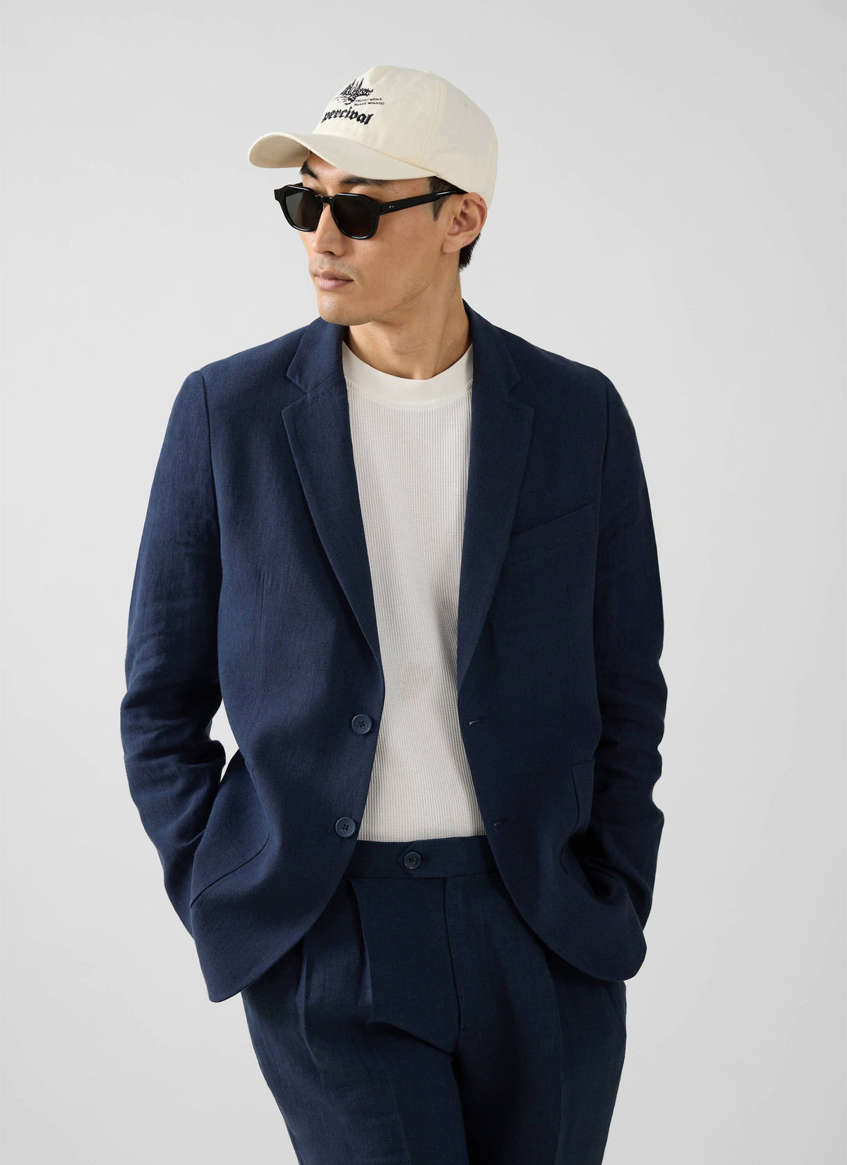 Men's Linen Blazer - Suit Jacket - Navy Blue