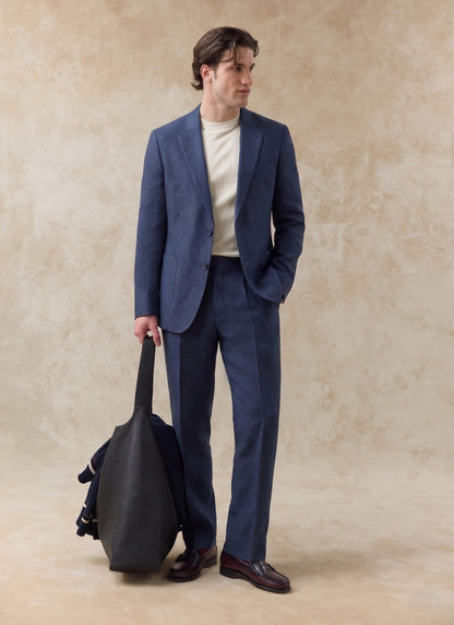 Men's Linen Blazer - Suit Jacket - Navy Blue