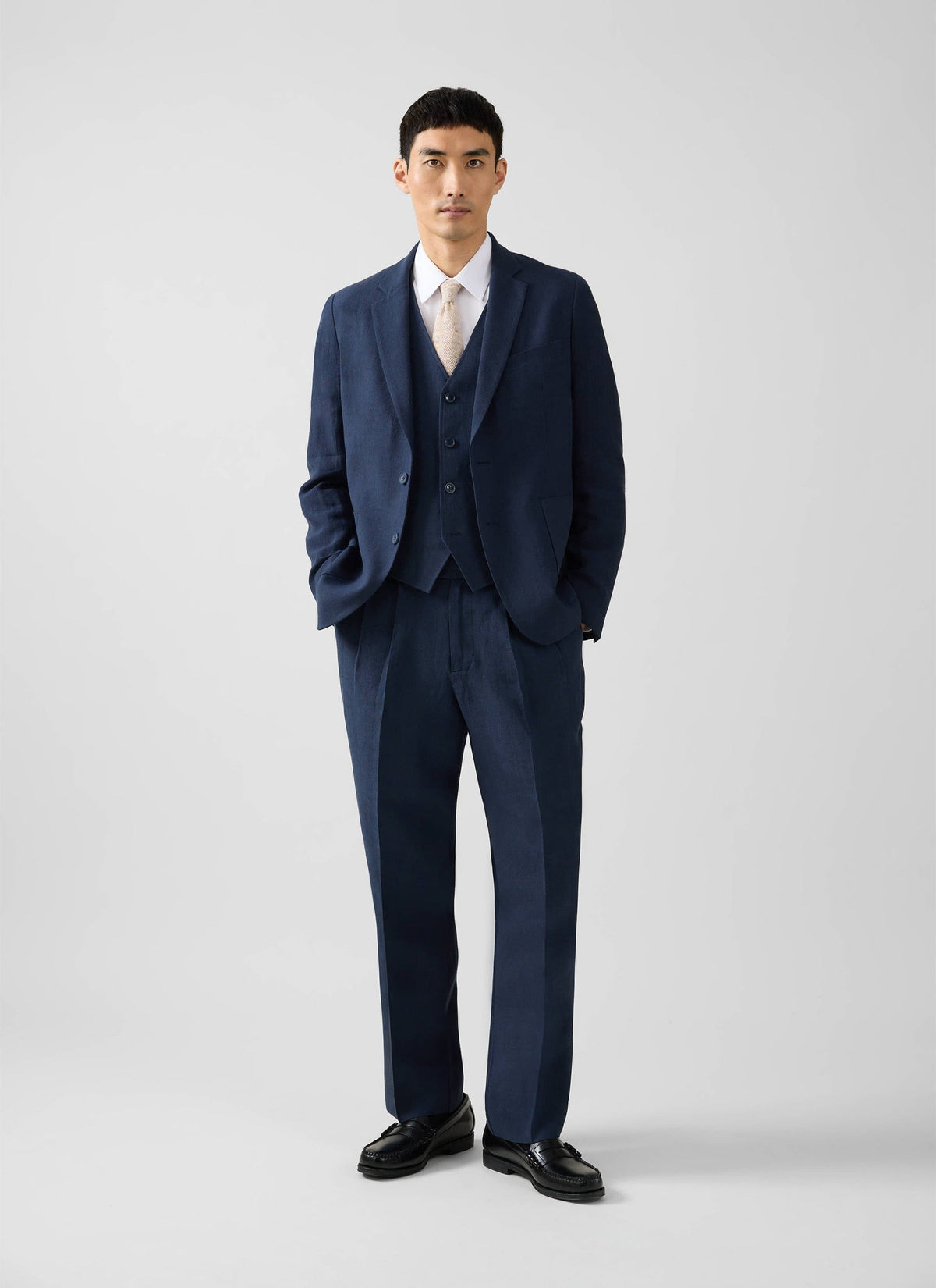 Men's Linen Blazer - Suit Jacket - Navy Blue