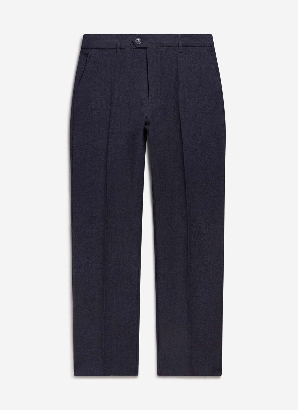 Men's Tailored Linen Trousers - Straight Leg - Navy Blue