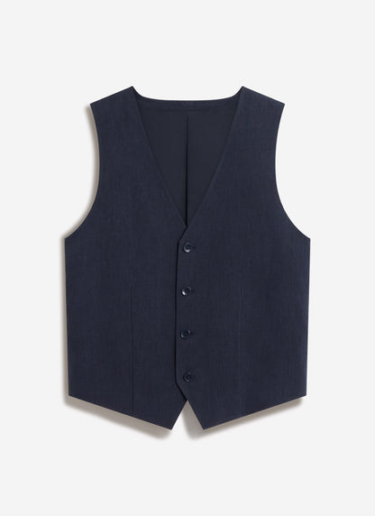 Men's Waistcoat - Linen - Navy Blue