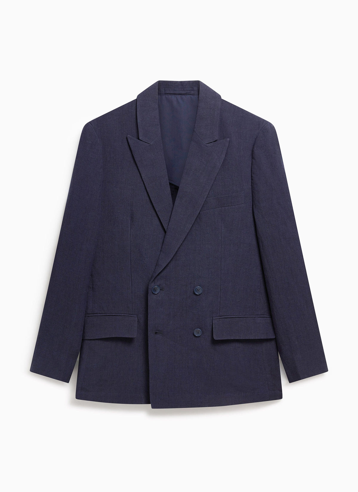Percival Men's Linen Double Breasted Blazer - Wedding Suit Jacket - Navy Blue