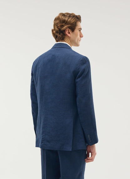 Percival Men's Linen Double Breasted Blazer - Wedding Suit Jacket - Navy Blue