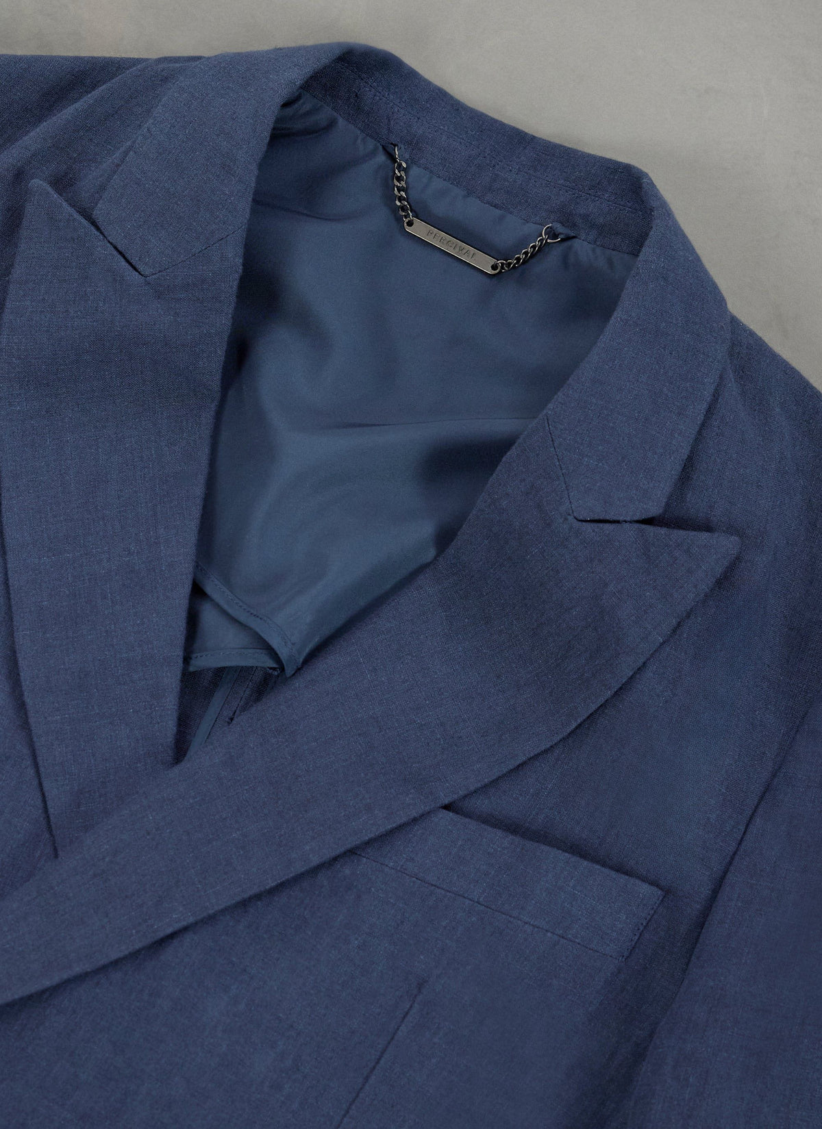 Percival Men's Linen Double Breasted Blazer - Wedding Suit Jacket - Navy Blue
