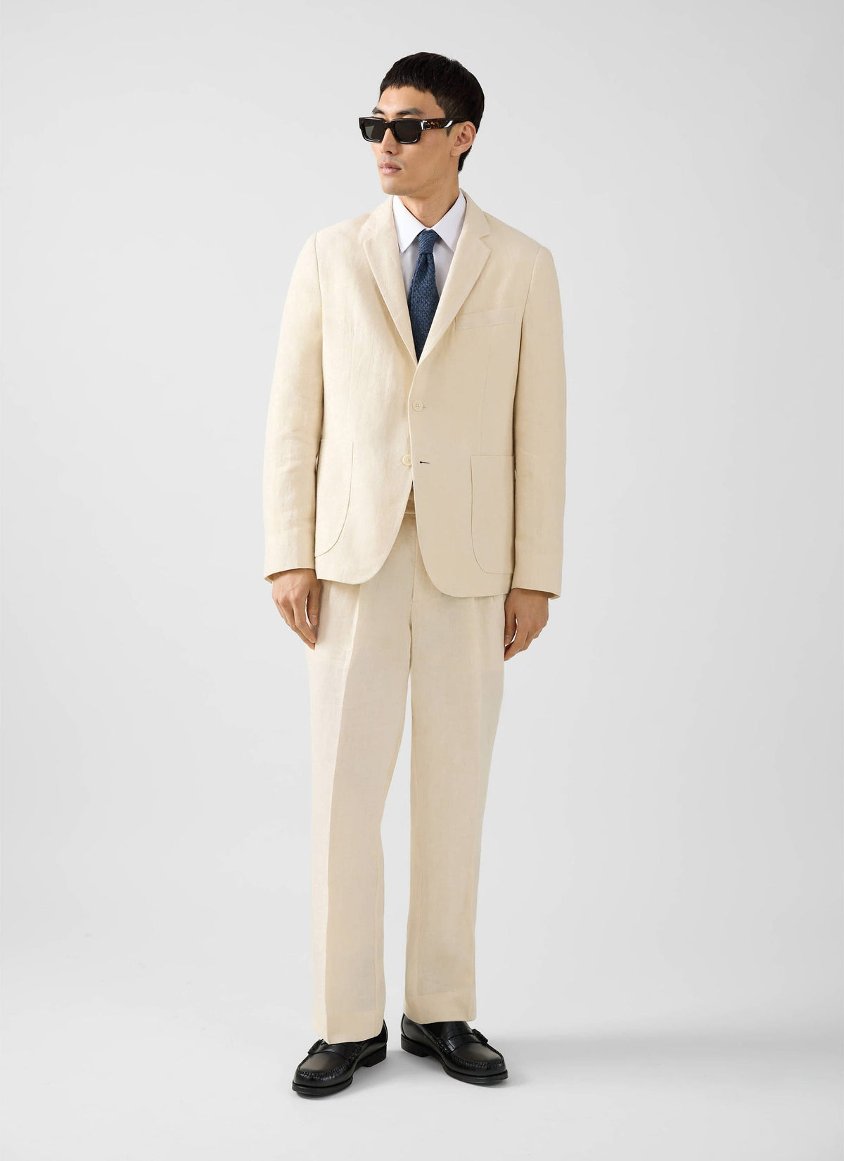 Men's Linen Blazer - Suit Jacket - Cream
