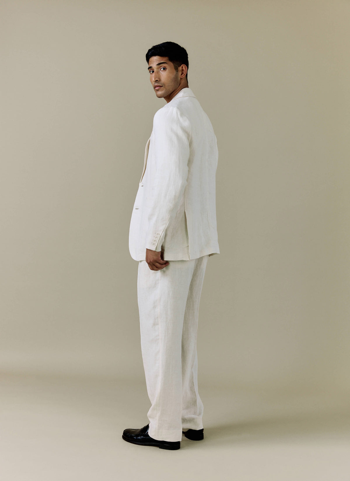 Men's Linen Blazer - Suit Jacket - Cream