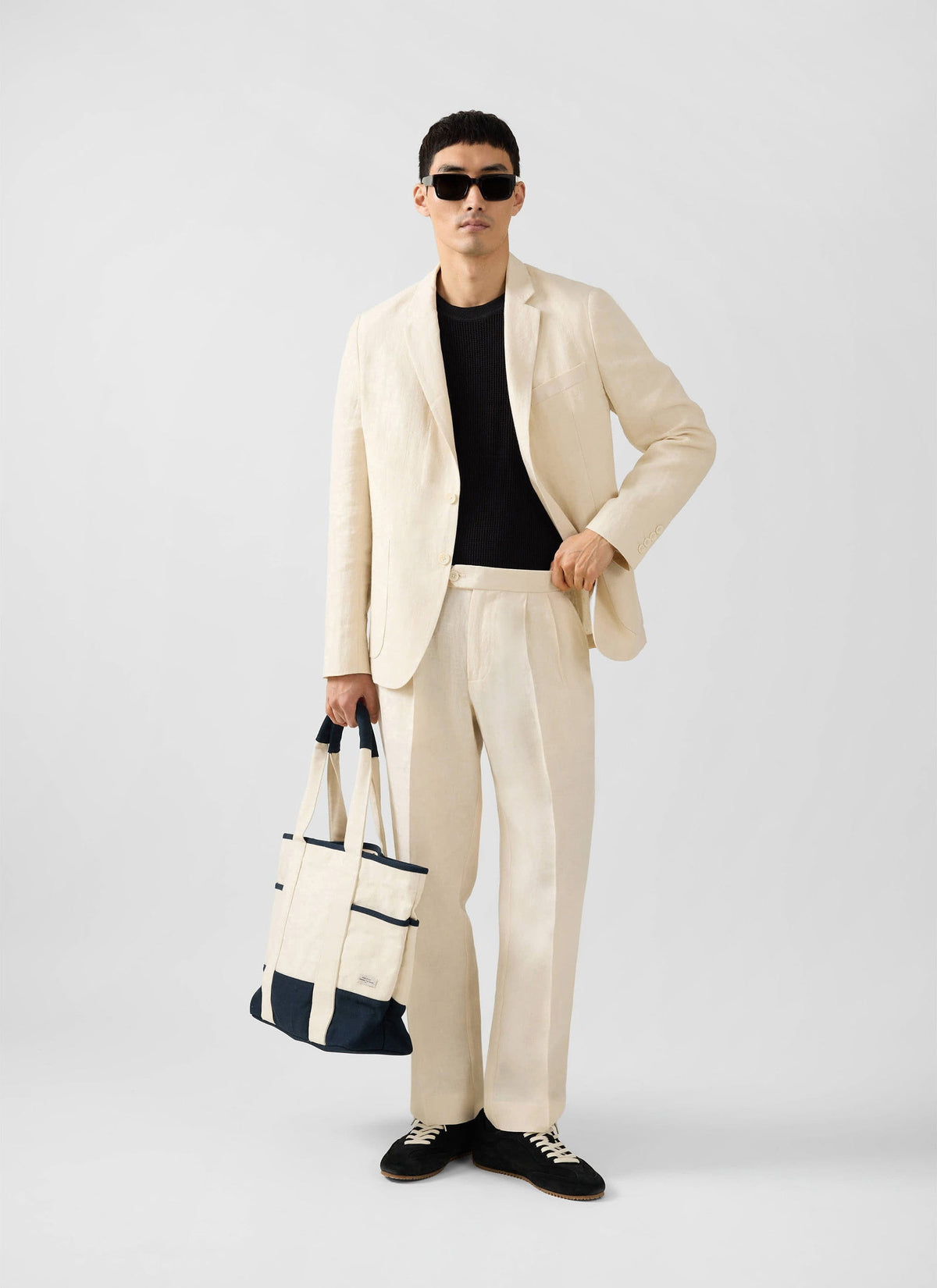Men's Linen Blazer - Suit Jacket - Cream