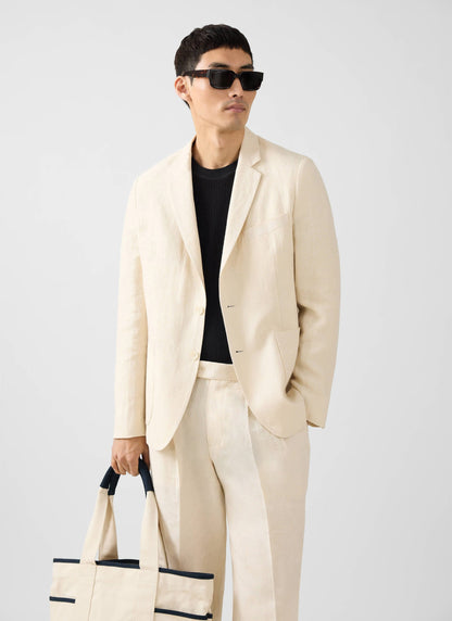 Men's Linen Blazer - Suit Jacket - Cream