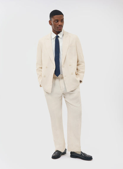 Percival Men's Linen Double Breasted Blazer - Wedding Suit Jacket - Stone