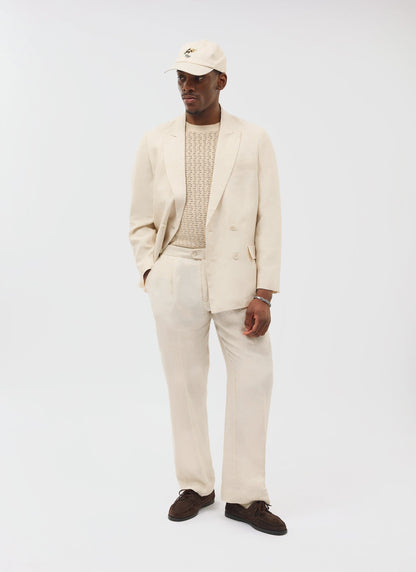 Percival Men's Linen Double Breasted Blazer - Wedding Suit Jacket - Stone