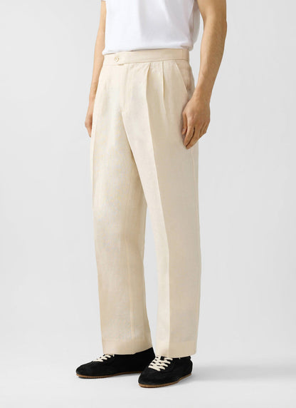 Men's Pleated Suit Trousers - Linen - Cream