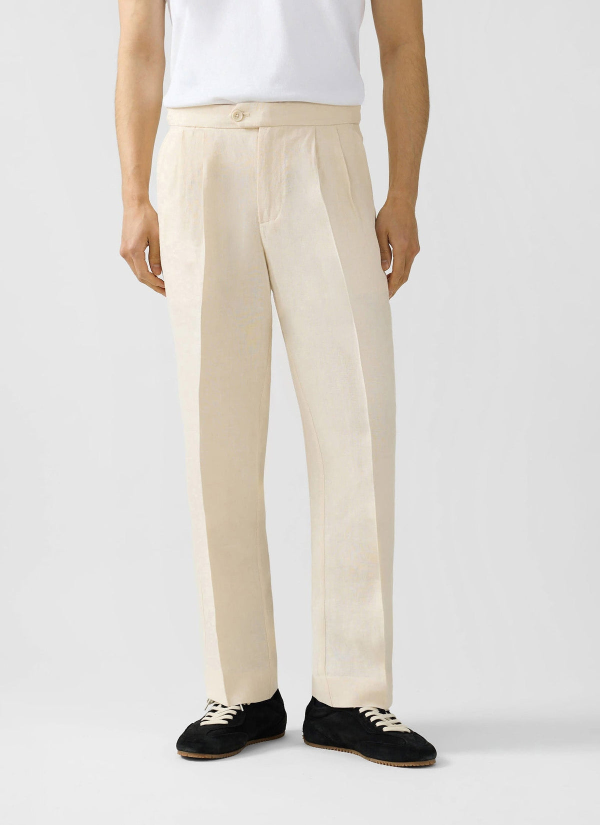 Men's Pleated Suit Trousers - Linen - Cream