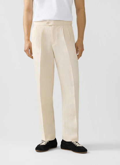 Men's Pleated Suit Trousers - Linen - Cream