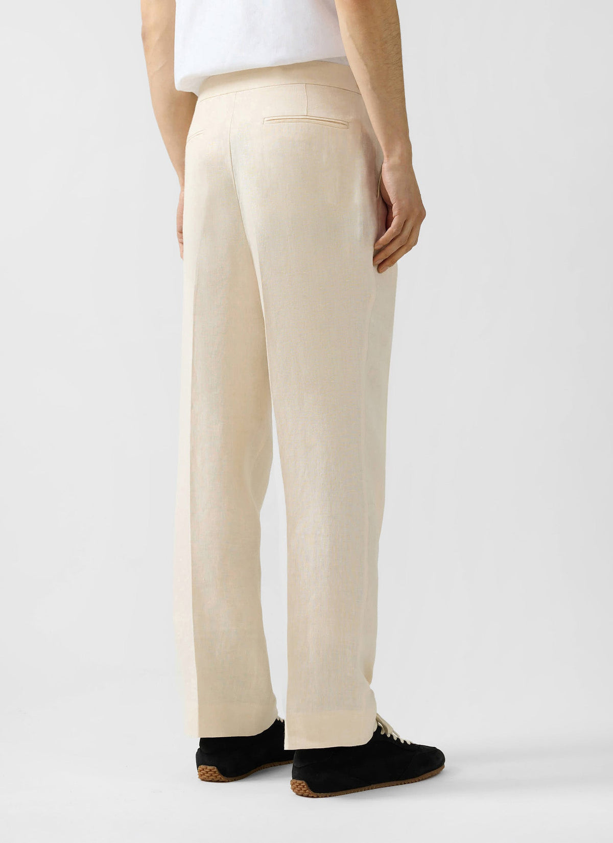 Men's Pleated Suit Trousers - Linen - Cream
