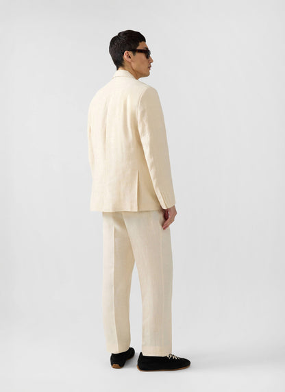 Men's Linen Double Breasted Blazer: Clifton - Cream