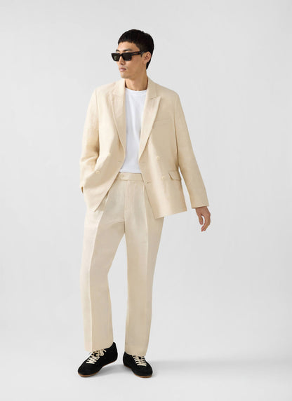 Men's Linen Double Breasted Blazer: Clifton - Cream
