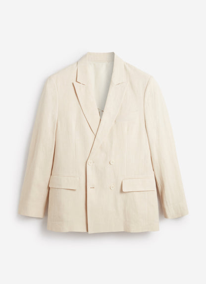 Men's Linen Double Breasted Blazer: Clifton - Cream