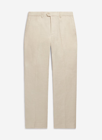 Men's Tailored Linen Trousers - Straight Leg - Cream