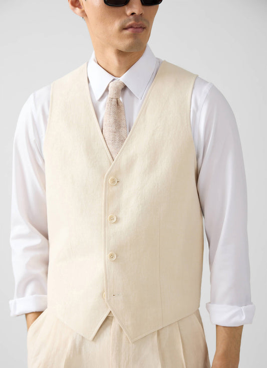 Men's Waistcoat - Linen - Cream