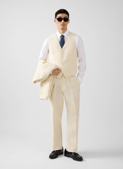 Men's Waistcoat - Linen - Cream