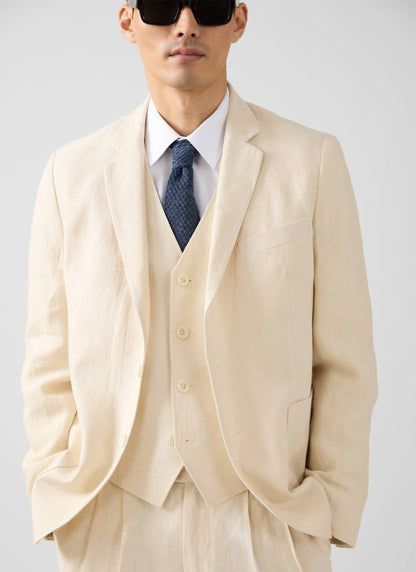 Men's Waistcoat - Linen - Cream