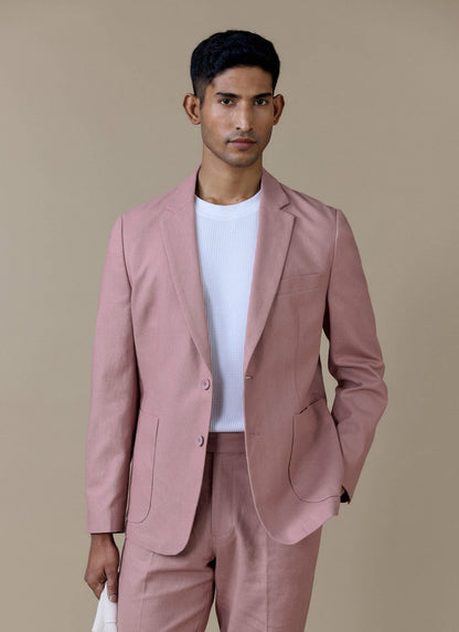 Men's Dusty Pink Tailored Blazer - Linen