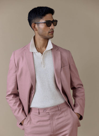 Men's Dusty Pink Tailored Blazer - Linen