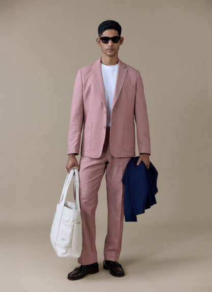 Men's Dusty Pink Tailored Blazer - Linen