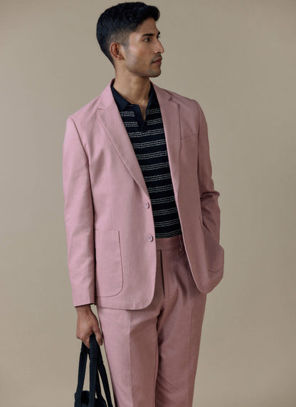 Men's Dusty Pink Tailored Blazer - Linen