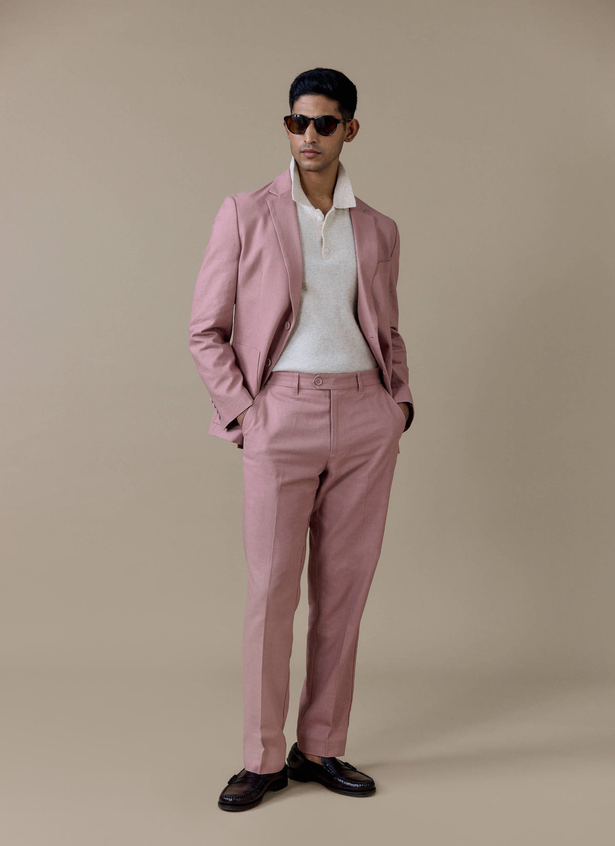 Men's Dusty Pink Tailored Blazer - Linen