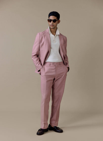 Men's Dusty Pink Tailored Blazer - Linen