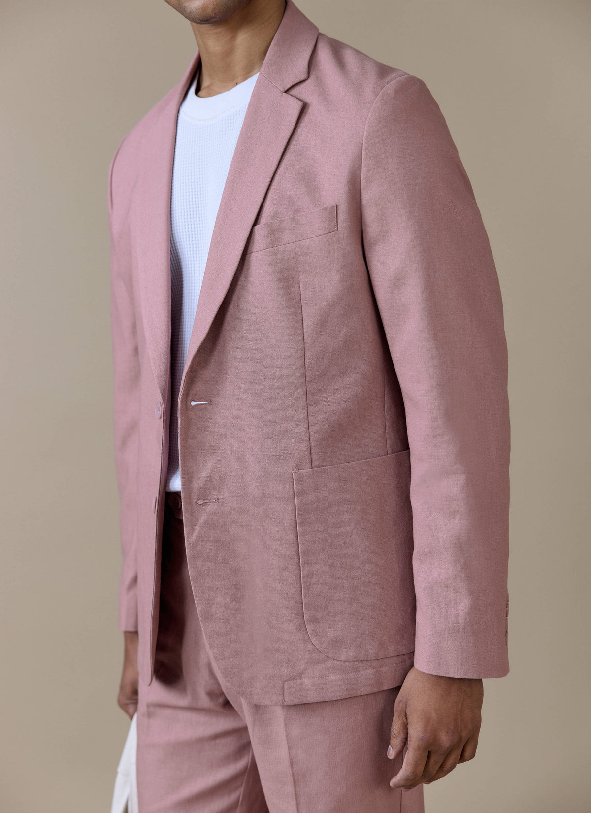 Men's Dusty Pink Tailored Blazer - Linen