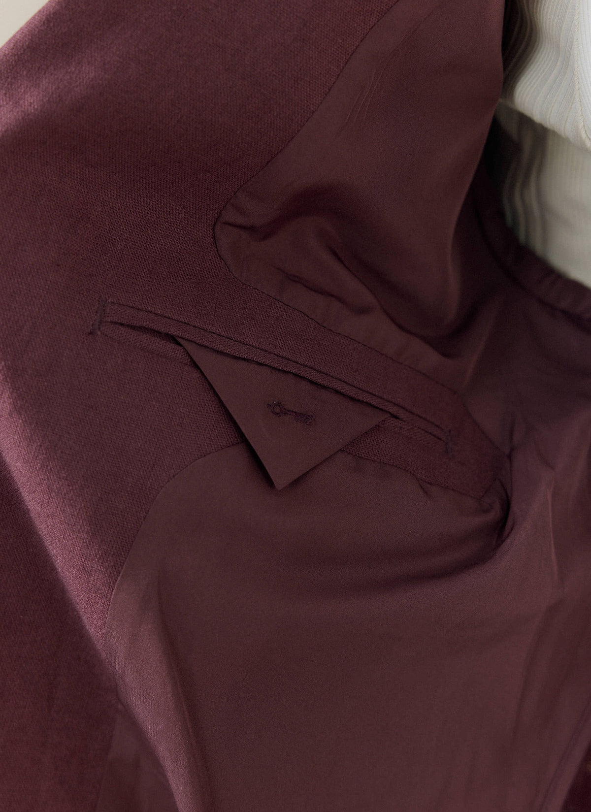 Men's Burgundy Tailored Blazer - Linen Blend